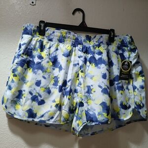 Athletic Works Women's Blue and Yellow Athletic Shorts